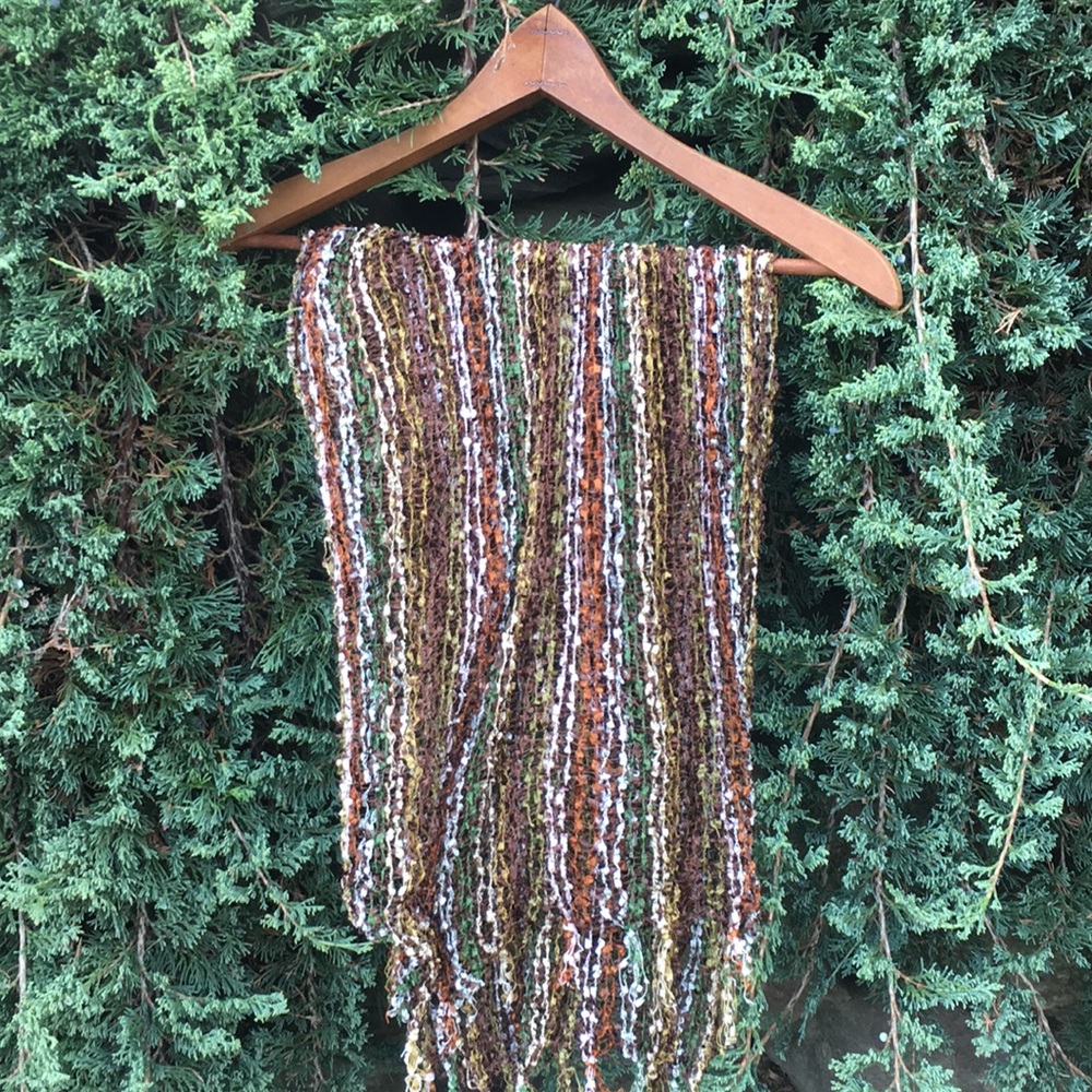 Earth toned hippie boho brown green autumn scarf